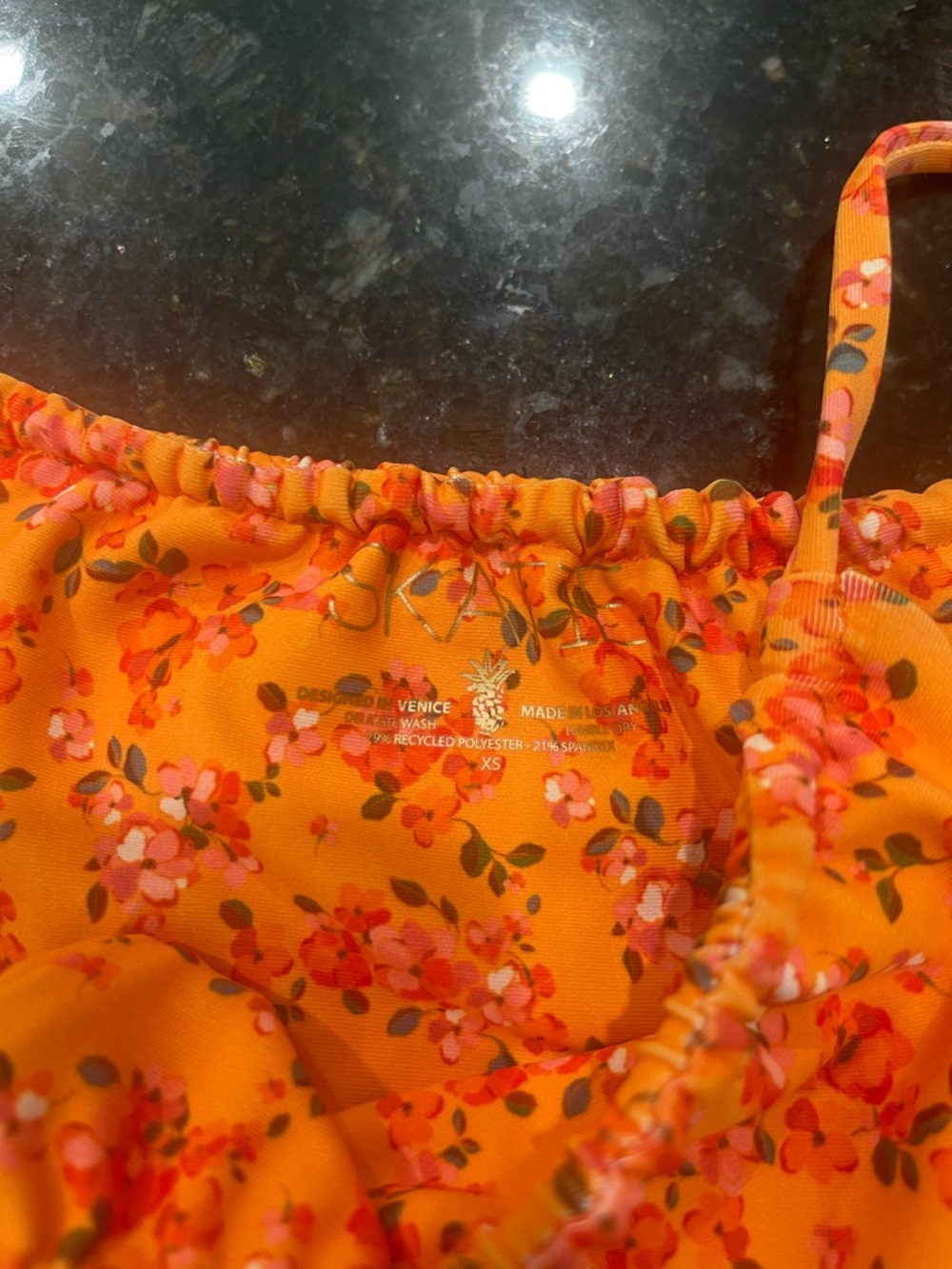 Skatie Orange Floral Tie-Side Bikini Bottoms - Picture 3 of 4
